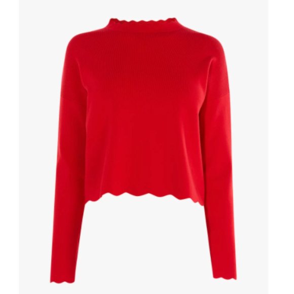 Karen Millen Sweaters - Karen Millen |Scalloped Cropped Sweater - Red